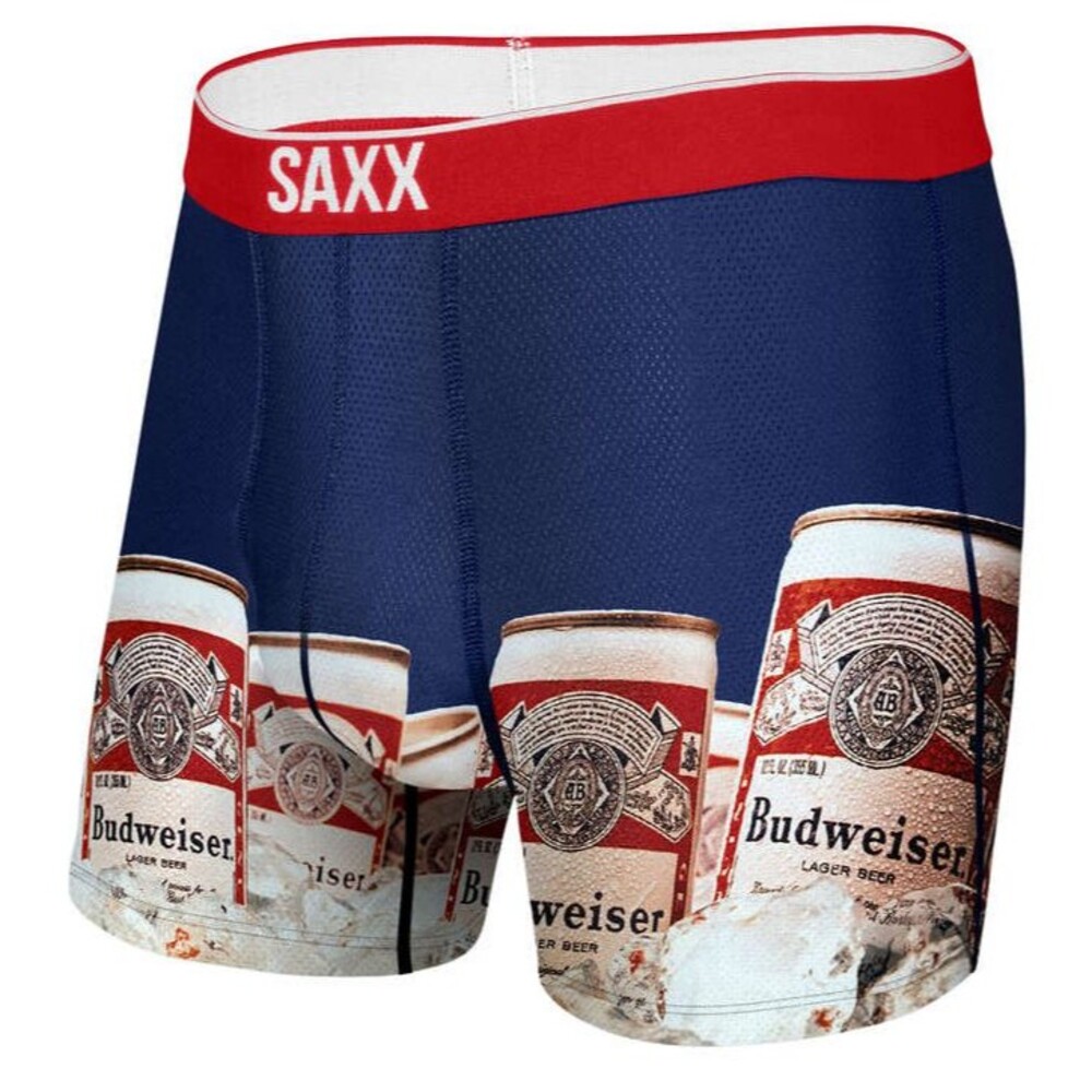 SAXX Men's Budweiser Volt Breathable Boxer Brief Built-in Pouch Support - Small